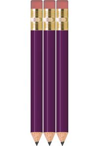 Purple Golf Pencils With Erasers - Round - Bulk