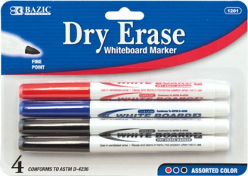 Dry Erase Whiteboard Markers Fine Point (6/Pack) assorted colors