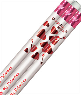 Valentine's Day Hearts Foil Pencils - 1 Color Imprint