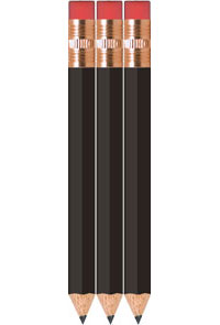 Black Golf Pencils With Eraser - Hexagon - Bulk