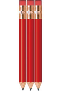 Vivid Red Golf Pencils With Eraser - Round - Bulk