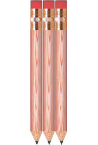 Natural Lacquered Golf Pencils With Eraser - Round - Bulk