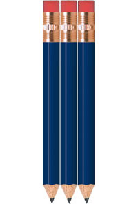 Royal Blue Golf Pencils With Eraser - Round - Bulk