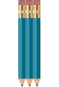 Sky Blue Golf Pencils With Eraser - Hexagon - Bulk