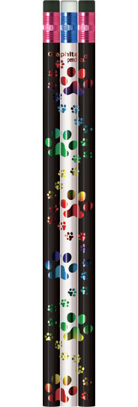 Big Paw Print Rainbow Metallic Foil Pencils